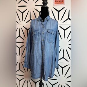 Velvet Heart Cold Shoulder Denim Button-Up Shirt Size M
